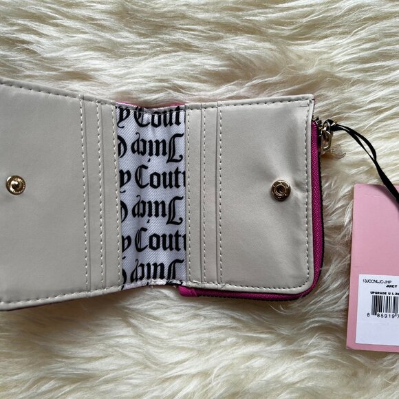 🩷 JUICY COUTURE UPGRADE U L ZIP CARD CASE WALLET JUICY PINK W PAVE HEART 🩷 - Picture 4 of 4
